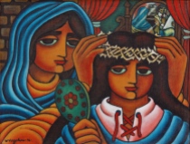 Virgolino - Maria experimenta em Jesus mocinho a coroa de espinhos